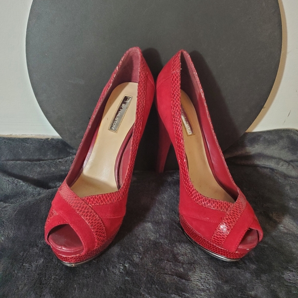 H by Halston Shoes - H by Halston Red Suede Stilettos